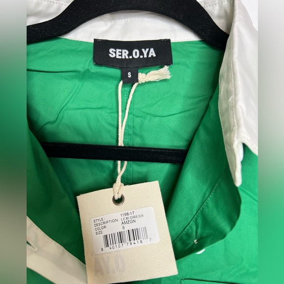 SER.O.YA Lexi Dress in Amazon Green/ Collared shirt dress - NWT SIZE Sma… - Picture 8 of 8